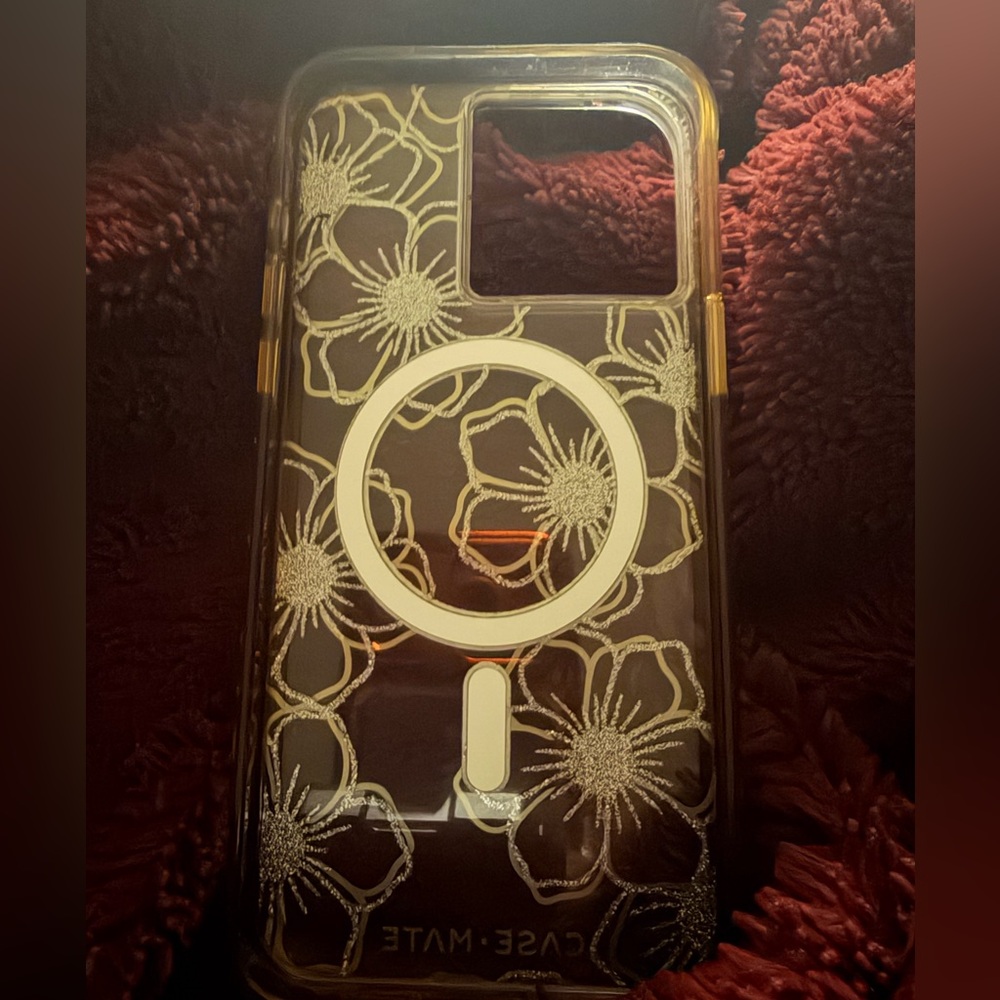 Floral Clear Phone Case with Gold Accents